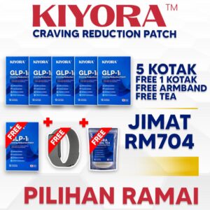 PAKEJ TRANSFORM ( 4 KOTAK KIYORA PATCH + FREE 2 KOTAK KIYORA PATCH + FREE 1 TEA KIYORA + FREE 1 HEALTHBAND )